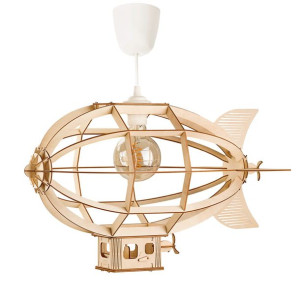 Deku – Sterowiec Lampa wisząca dekoracyjna drewniana Biała oprawka L571419