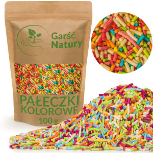 Posypka do lodów deserów gofrów PAŁECZKI KOLOROWE 100g OWOCOWE