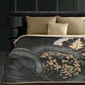 Koc PEONIA3 czarno beżowy 150x200 Eurofirany