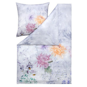 Pościel flanelowa DAHLIA srebrna 135x200 ESTELLA