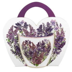 Kubek porcelanowy LAWENDOWE SERCE 460ml serce
