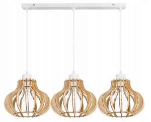 LAMPA sufitowa wisząca zwis Loft Drewno na 3x E27