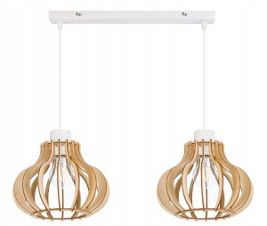 LAMPA sufitowa wisząca zwis Loft Drewno na 2x E27