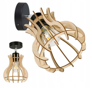 Lampa kinkiet ścienny naE27 regulowany LOFT Drewno