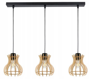 LAMPA sufitowa wisząca zwis Loft Drewno 3x E27