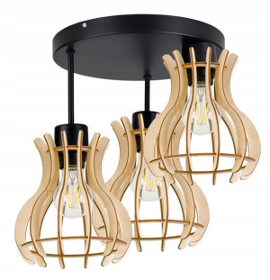 LAMPA sufit plafon żyrandol Loft Drewno stała 3