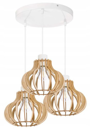 LAMPA sufitowa wisząca zwis Loft Drewno na 3x E27
