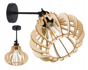 Lampa kinkiet ścienny naE27 regulowany LOFT Drewno