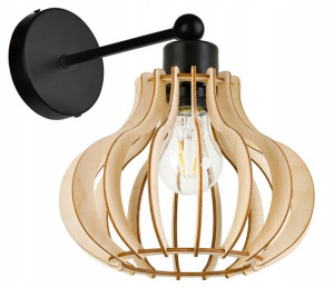 Lampa kinkiet ścienny na 1x E27 stały LOFT Drewno