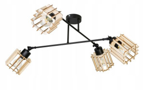 LAMPA sufitowa żyrandol regulowany LOFT drewno 4