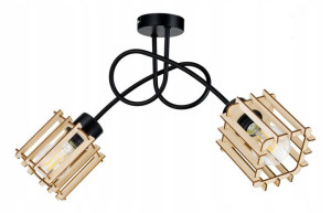 Lampa SUFITOWA żyrandol WISZĄCA LOFT drewno na E27