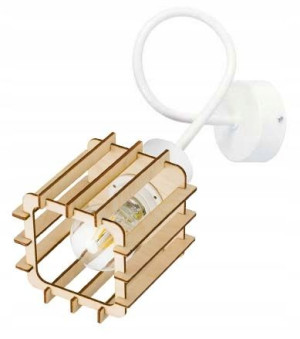 LAMPA KINKIET E27 ścienny stały loft drewno KOSTKA