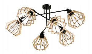 LAMPA sufitowa żyrandol regulowany LOFT drewno 6