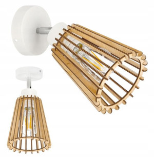 Lampa kinkiet ścienny naE27 regulowany LOFT Drewno