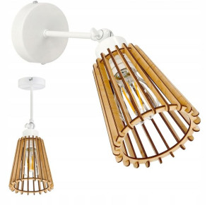 Lampa kinkiet ścienny naE27 regulowany LOFT Drewno