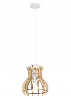 LAMPA sufitowa wisząca zwis Loft Drewno 1x E27