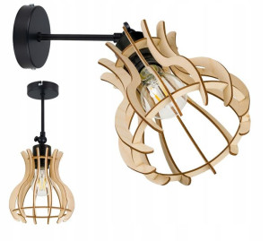 Lampa kinkiet ścienny naE27 regulowany LOFT Drewno