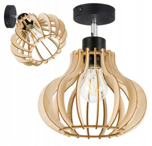 Lampa kinkiet żyrandol E27 regulowany LOFT Drewno
