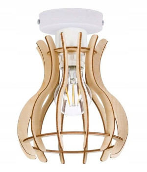 LAMPA stała sufitowa plafon Loft klosz drewno 1