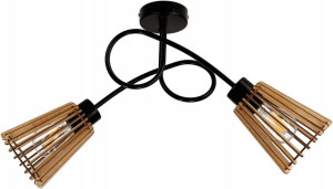 Lampa SUFITOWA żyrandol WISZĄCA LOFT drewno na E27