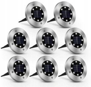 8x Lampka ogrodowa SOLARNA SCHODOWA wbijana LED CW