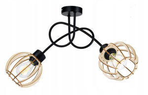 Lampa SUFITOWA żyrandol WISZĄCA LOFT drewno na E27