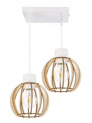 LAMPA sufitowa WISZĄCA ZWIS żyrandol loft DREWNO 2