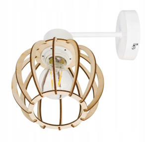 LAMPA KINKIET E27 ścienny stały loft drewno KULA