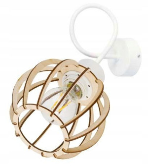 LAMPA KINKIET E27 ścienny stały loft drewno KULA