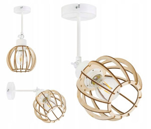 LAMPA KINKIET E27 żyrandol regulowany loft Drewno