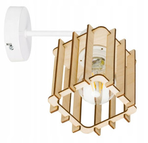 LAMPA KINKIET E27 ścienny stały loft drewno KOSTKA