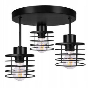 Lampa Plafon Żyrandol Na Led Stały Sprężyna Czarny