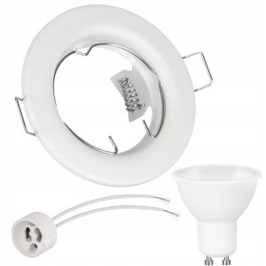 Zestaw Oprawa Halogenowa Stała Biała + Led Gu10 5w