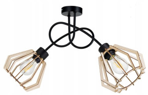 Lampa SUFITOWA żyrandol WISZĄCA LOFT drewno na E27