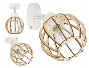 LAMPA KINKIET E27 ścienny regulowany loft Drewno