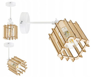 LAMPA KINKIET E27 ścienny ruch loft drewno KOSTKA