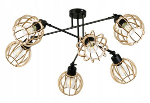 LAMPA sufitowa żyrandol regulowany LOFT drewno 6