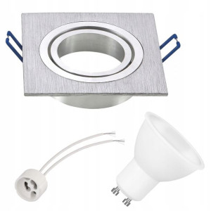 Zestaw Oprawa Halogenowa Aluminium + Led Gu10 8w