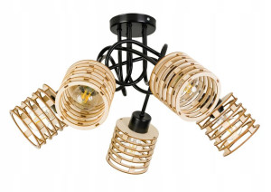 Lampa SUFITOWA żyrandol WISZĄCA LOFT drewno na E27