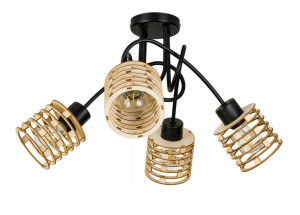 Lampa SUFITOWA żyrandol WISZĄCA LOFT drewno na E27