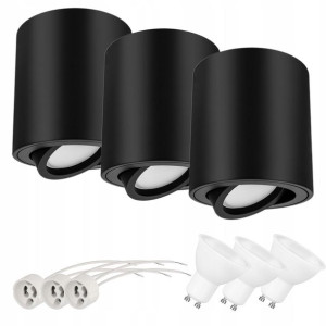 3x Oprawa Natynkowa Halogenowa Tuba Ruchoma + Gu10