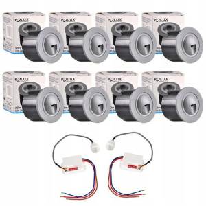 ZESTAW 8x Oprawa schodowa LED 3W Q2 + 2czujki 230V