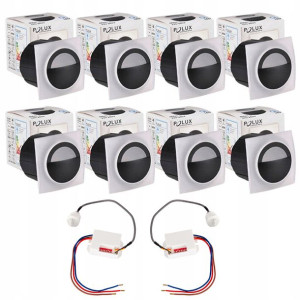 ZESTAW 8x Oprawa schodowa LED 3W Q5 + 2czujki 230V