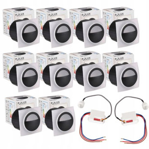 ZESTAW 10x Oprawa schodowa LED 3W Q5 +2czujki 230V