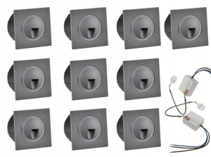 ZESTAW 10x Oprawa schodowa LED 3W Q3 +2czujki 230V