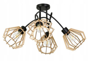 Lampa SUFITOWA żyrandol WISZĄCA LOFT plafon Drewno