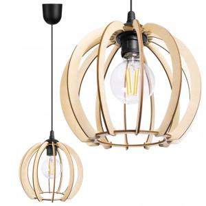 LAMPA WISZĄCA ZWIS żyrandol sufiowa KULA Drewno