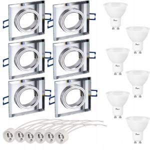 6x Oprawa halogenowa szklana KW stała+ LED GU10 5W