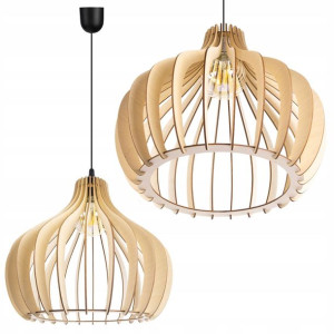 LAMPA WISZĄCA żyrandol ZWIS sufitowa LOFT Drewno
