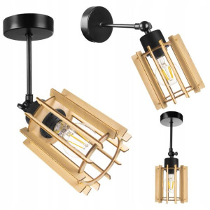 LAMPA KINKIET ścienny RUCHOMY loft WALEC Drewno